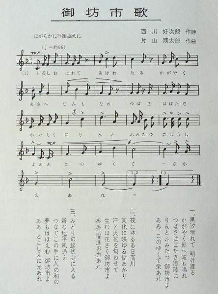 市歌の歌詞と楽譜画像