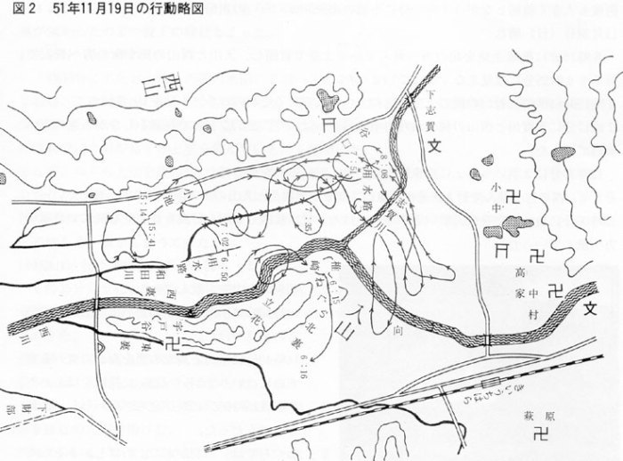 1951年11月19日の行動略図
