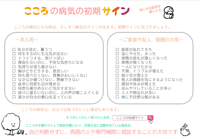 こころの病気の初期サイン