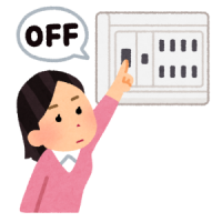ブレーカーを切る女性